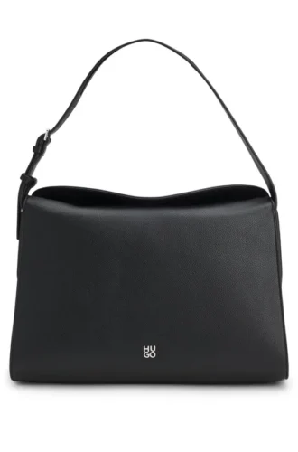 Stacked-logo shoulder bag in faux leather