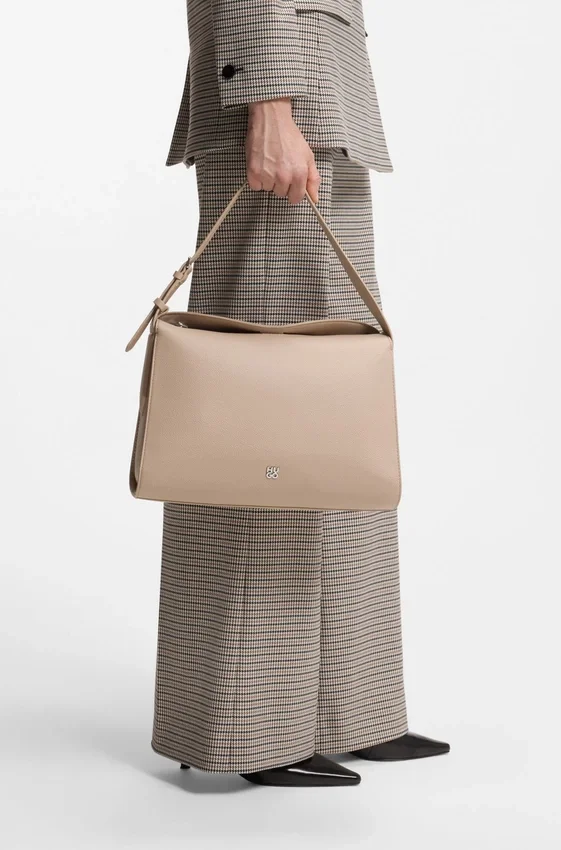 Stacked-logo shoulder bag in faux leather Stacked-logo shoulder bag in faux leather