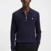 Stacked-logo sweater with zip collar