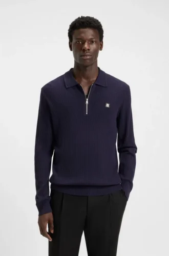 Stacked-logo sweater with zip collar