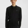 Stacked-logo sweater with zip collar