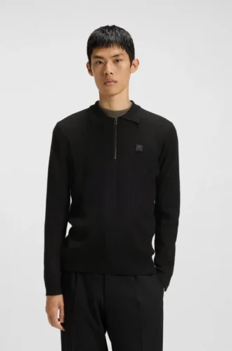 Stacked-logo sweater with zip collar