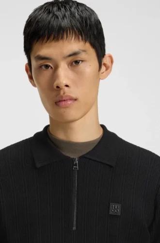 Stacked-logo sweater with zip collar