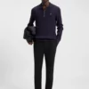 Stacked-logo sweater with zip collar