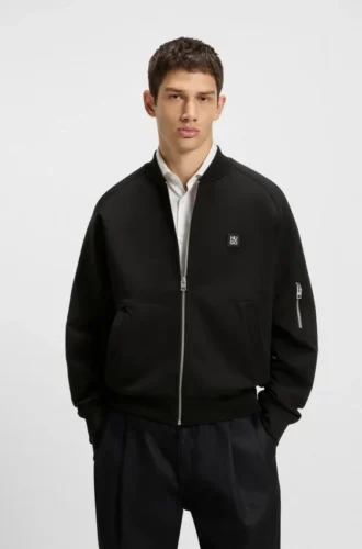 Stacked-logo zip-up sweatshirt in a cotton blend