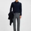 Stain-repellent slim-fit trousers in stretch dobby Stain-repellent slim-fit trousers in stretch dobby