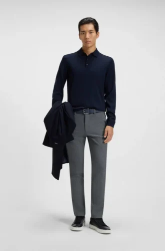 Stain-repellent slim-fit trousers in stretch dobby