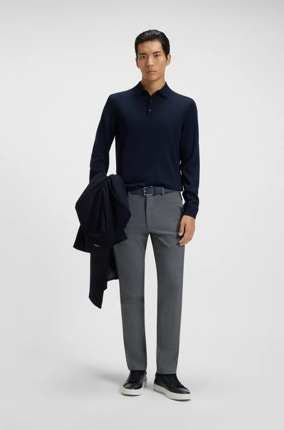 Stain-repellent slim-fit trousers in stretch dobby Stain-repellent slim-fit trousers in stretch dobby