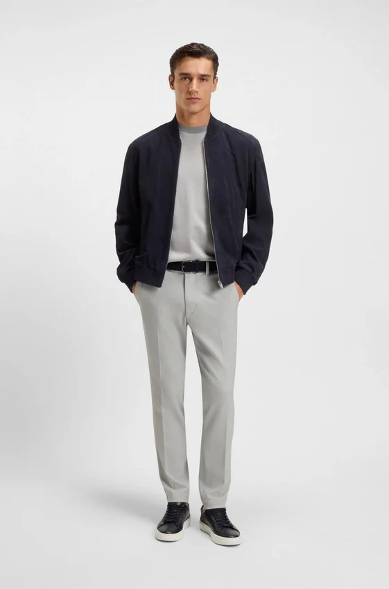Stain-repellent slim-fit trousers in stretch dobby Stain-repellent slim-fit trousers in stretch dobby