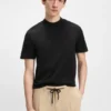 Stand-collar slim-fit T-shirt in stretch cotton