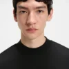 Stand-collar slim-fit T-shirt in stretch cotton