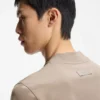 Stand-collar slim-fit T-shirt in stretch cotton