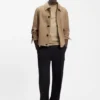 Stand-collar slim-fit T-shirt in stretch cotton