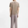 Stand-collar slim-fit T-shirt in stretch cotton