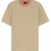 Stand-collar slim-fit T-shirt in stretch cotton