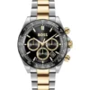 Steel-bracelet watch with black dial