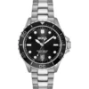 Steel-bracelet watch with black dial