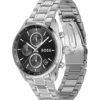 Steel-bracelet watch with black dial