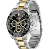 Steel-bracelet watch with black dial