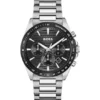 Steel-bracelet watch with black plating