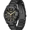 Steel-bracelet watch with black plating