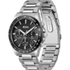 Steel-bracelet watch with black plating