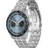 Steel-bracelet watch with blue dial