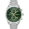 Steel-bracelet watch with green dial