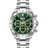Steel-bracelet watch with green dial