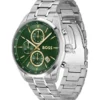 Steel-bracelet watch with green dial