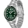 Steel-bracelet watch with green dial