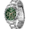 Steel-bracelet watch with green dial