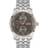 Steel-bracelet watch with grey dial