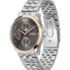 Steel-bracelet watch with grey dial