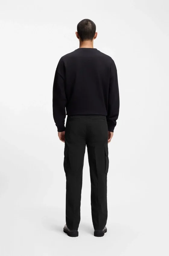 Straight-fit cargo trousers in waxed fabric Straight-fit cargo trousers in waxed fabric