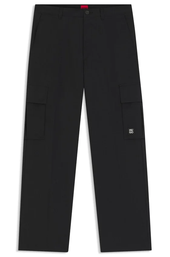 Straight-fit cargo trousers in waxed fabric Straight-fit cargo trousers in waxed fabric