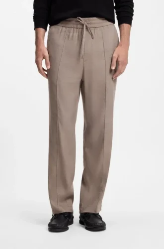 Straight-fit drawstring trousers in a linen blend