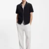 Straight-fit drawstring trousers in a linen blend