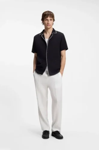 Straight-fit drawstring trousers in a linen blend