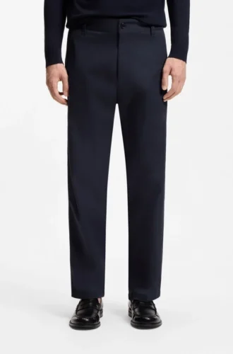 Straight-fit pants in mercerized stretch cotton