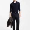 Straight-fit pants in mercerized stretch cotton