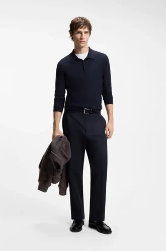 Straight-fit pants in mercerized stretch cotton