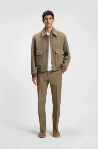 Straight-fit trousers in cotton-blend twill