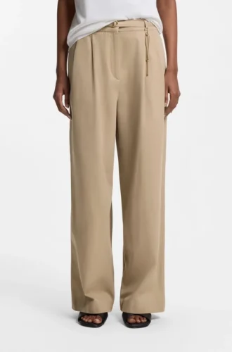 Straight-fit trousers with gold-tone carabiner chain
