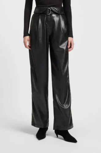 Straight-leg trousers in faux leather