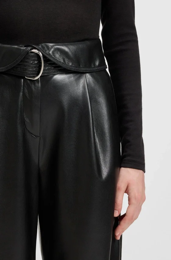 Straight-leg trousers in faux leather Straight-leg trousers in faux leather