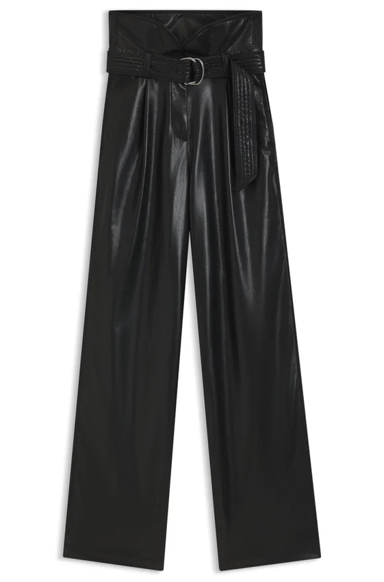 Straight-leg trousers in faux leather Straight-leg trousers in faux leather