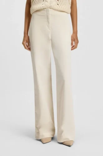 Straight-leg trousers in stretch-cotton velvet