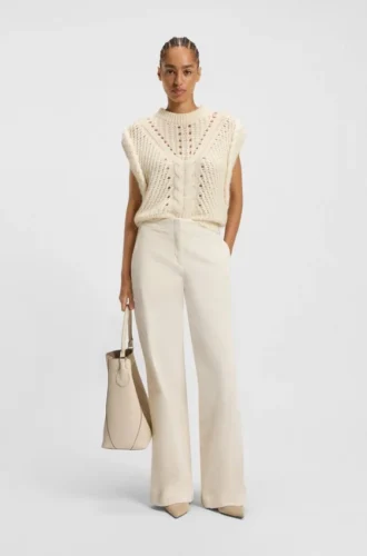 Straight-leg trousers in stretch-cotton velvet