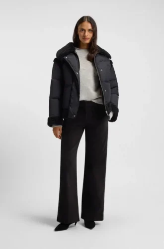 Straight-leg trousers in stretch-cotton velvet